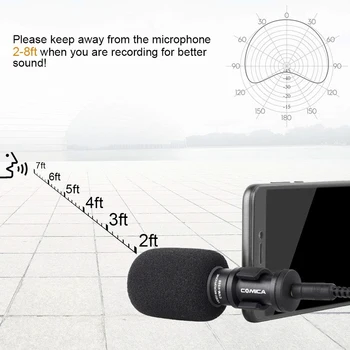 Microfon pentru Smartphone Comica MCV-VS08 Mini Cardioid Direcționale Telefon Video Microfon pentru iPhone, Smartphone Android(cu Windmuff)
