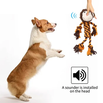 Câine Jucării de ros Coarda Animale Durabil Scartaie Câine Jucării de Pluș Drăguț Câine de Jucărie cu Coarda Corp și Cap de Mici Câini de talie Mare