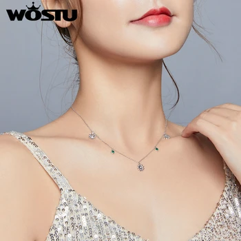 WOSTU Micul Daisy Colier Reglabil pentru Femei argint 925 CZ Brand de Lux Bijuterii 2020 Nou Mod colier FIN415