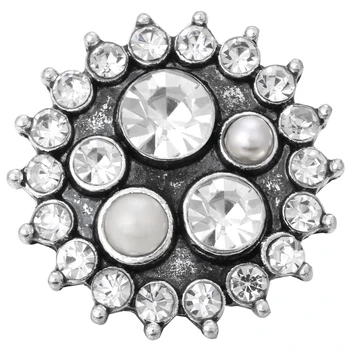 10buc/lot Nou de 18mm Clipă de Metal Bijuterii de Cristal Imitație de Perle de Flori Butoane de Ajustare pentru Femei Snap Butonul Brățară