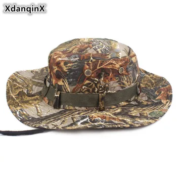 XdanqinX de Vară pentru Bărbați Capac Nou Stil Camuflaj Găleată Pălării Tabără de Pescuit Capace de Vânt Coarda Fix Palarie de Soare pe Plaja Hat