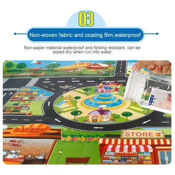 De Joaca pentru copii Saltele Casa de Trafic Rutier Semne Model de Masina de Parcare Oraș Scena Harta UY8