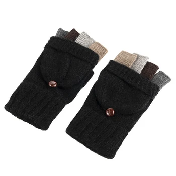Iarna Cald Tricotate Mănuși de Degete Convertibile Lână Mănuși cu un Deget Acoperă