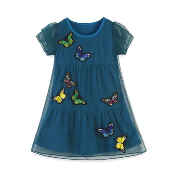 Fete pentru copii Nou Proiectat Haine de Vară Aplicatiile Niște fluturi Copii Rochii Mâneci Îmbrăcăminte 2-7T 2020