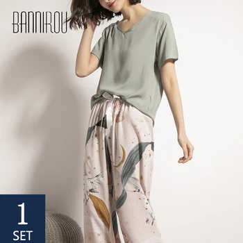 BANNIROU Pijamale Femei de Primăvară Seturi de Vascoza Pijamale de imprimare Set de Pijama Noapte de sex Feminin Costume Noi Pijama Seturi 2 Piese 2021