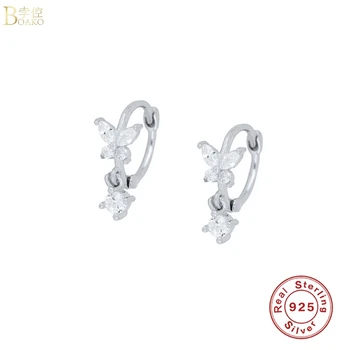 BOAKO Fluture Cercei cu Diamante Pentru Femei Argint 925 Cercei Legăna Piercing Oreille Ureche Mansete Pendientes #12.3
