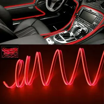 200cm Lumina Rece Banda LED Roșu Auto Decor Interior Atmosfera Sârmă, Benzi de Lumină Lampă Accesorii 12V