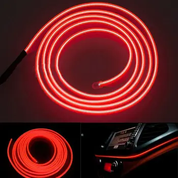 200cm Lumina Rece Banda LED Roșu Auto Decor Interior Atmosfera Sârmă, Benzi de Lumină Lampă Accesorii 12V