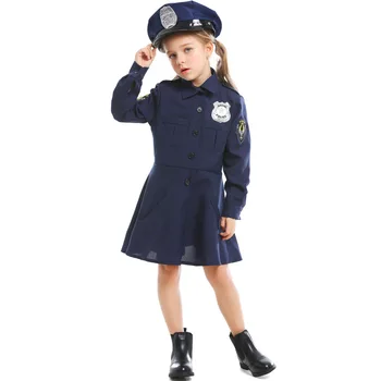 Halloween Fantasia de Poliție Costum pentru Fete Rochie elegantă de Petrecere Copii Copii Carnaval Politista Joc de Rol Costum Uniforma