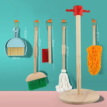 Casa De Lemn Kit De Curățare Mătură Mop Pretinde Joc De Curățare Set De Jucării Pentru Copii, Gospodărie De Învățare Educație