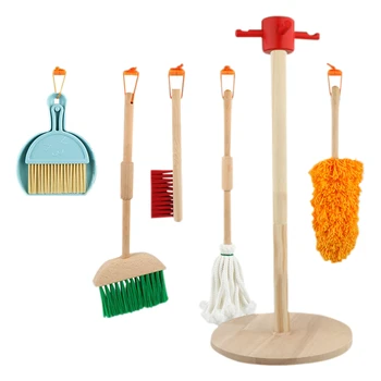 Casa De Lemn Kit De Curățare Mătură Mop Pretinde Joc De Curățare Set De Jucării Pentru Copii, Gospodărie De Învățare Educație