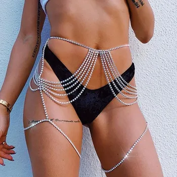 Stonefans Sexy Ciucure Stras Talie Lanț de Bijuterii pentru Femei Bling Cristal Talie Coapsei Lanț Lenjerie Bikini Accesorii