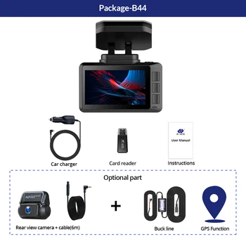 E-ACE B44 4K Dash Camera 2.45 Inch Mini Dvr Auto 2160P FHD Dashcam Viziune de Noapte Recorder Video Dual lens wifi Grefier cu GPS