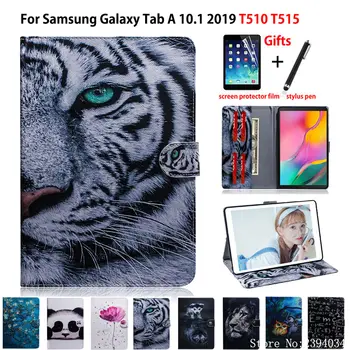 Tigru model Caz Pentru Samsung Galaxy Tab 10.1 2019 T510 T515 SM-T510 SM-T515 Acoperi Funda Tablet Stand Shell Piele Coque +Cadou