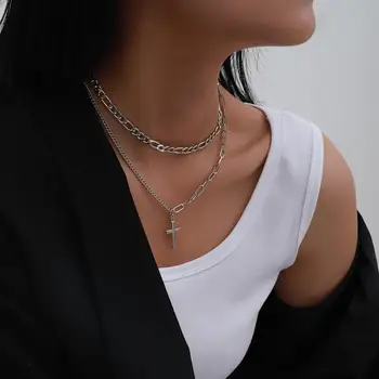 SHIXIN 2 Buc/Set Scurt Cravată Colar Colier pentru Femei Crucea Pandantiv Coliere 2020 Moda Bijuterii pentru Gât Collier Femme Cadouri
