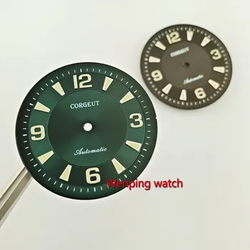 Corgeut 33.5 mm negru de apelare verde luminos Cadran de Ceas se potrivesc ETA2836 MIYOTA 8215 821A Mișcarea Automată