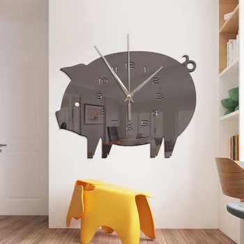 3D DIY Porc Ceas de Perete Decorativ de Perete Autocolant Decor Acasă Ceas Living Home Decor Oglindă de Perete Sticke