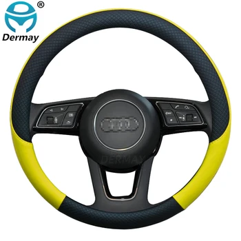 DERMAY Brand din Piele Sport Volan Masina de Acoperire Anti-Alunecare pentru Audi Q2 Q3 Q5 Q7 Q8 Accesorii Auto