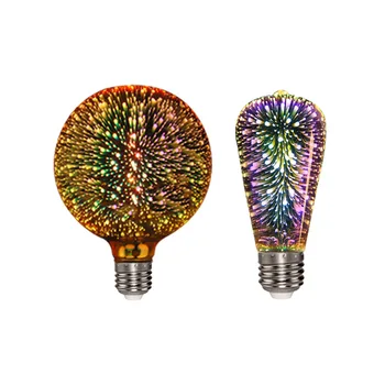 Lumina LED-uri Bec Edison 3D foc de Artificii E27 Becuri LED AC220V Decor de Crăciun Lumini de Vacanță G125 A60 ST64 G95 G80 Sticla Lampara