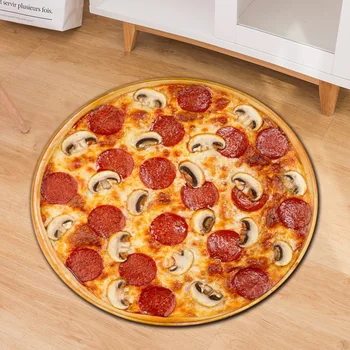 Zeegle 3d Imprimate Pizza Rotunde Covor Covor Mare pentru Decor Cameră de zi Anti-alunecare Copii Camera de Joaca Covor de Absorbție Hol Covor