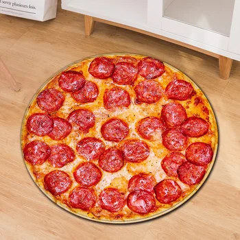 Zeegle 3d Imprimate Pizza Rotunde Covor Covor Mare pentru Decor Cameră de zi Anti-alunecare Copii Camera de Joaca Covor de Absorbție Hol Covor