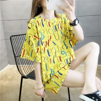 Tricouri Femei Maneci Scurte Tipărite Ins Vrac Supradimensionat Vara Respirabil Moda All-meci Casual Ulzzang Harajuku Topuri de Femei