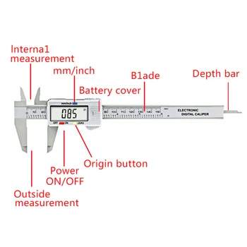 150mm 6 inch LCD Digital Electronic Fibra de Carbon Șubler cu Vernier Gauge Micrometru Instrument de Măsurare