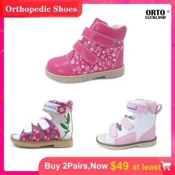 Ortoluckland Copilul Fata De Moda Pantofi De Printesa High Top Încălțăminte Ortopedică Pentru Copii Sandale Roz Cu Bretele