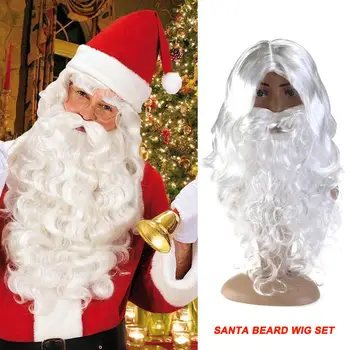 Mătase de Lux Alb Santa Costum Rochie Fancy Wizard Peruca si Barba Set 40cm de Crăciun, Halloween, Anul Nou Decorare