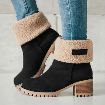 Glezna cizme pantofi de iarna femeie 2021 toc patrat toamna iarna zapada ghete femei pantofi non-alunecare de mari dimensiuni femei cizme botas mujer