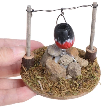 Fierbinte DIY casă de Păpuși în Miniatură Grădină în aer liber, Scena Villa Garden Agățat Aragaz Casă de Păpuși Accesorii
