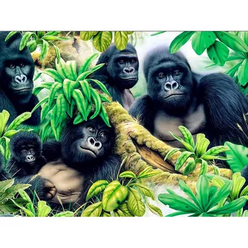 Animale Gorilla familie plină piața Diamant mozaic 5D DIY Diamant broderie Plină Diamant rotund pictura cruciulițe decor Acasă