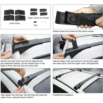 F-UNIUNEA portbagaj Pereche OE Stil din Aluminiu pentru portbagaj de Top Bare Transversale cu Blocare și Cheie de Înlocuire pentru Toyota RAV4 2013-2018
