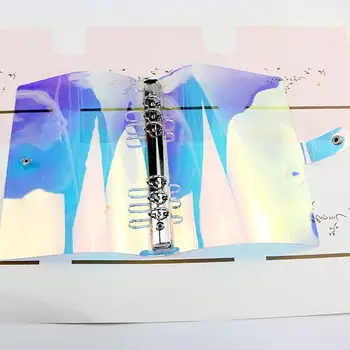 A5 A6 PVC Transparent Rainbow Notebook jurnal Acoperă Sclipici volante Carte Notă Planificator Clip Rechizite de Birou