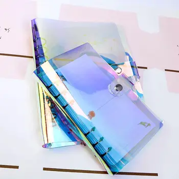A5 A6 PVC Transparent Rainbow Notebook jurnal Acoperă Sclipici volante Carte Notă Planificator Clip Rechizite de Birou
