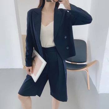 2020 Primavara Toamna Femei Negru OL Muncă 2 Bucata Set Solid Blazer Jacheta Haina si Fermoar Pantaloni Office Lady Costume Casual Femei Topuri