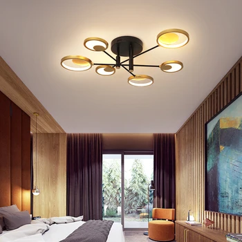 Led-uri moderne Lustra pentru sufragerie, dormitor, camera de studiu luciu de plafond Aur CONDUSE de Plafon Candelabru de iluminat pentru dormitor acasă