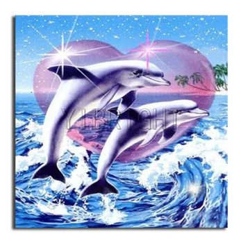 DIY 5D Diamant pictura Delfin Dragoste Plină Piața Diamant broderie cusatura Cruce Inima Plină Diamant Rotund mozaic pitoresc