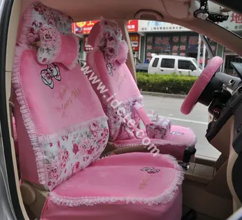 Florale Dantela Huse Auto Universale Scurt de Pluș Iarna Huse Auto Seturi pentru Femei Fete Accesorii de Interior 18pcs