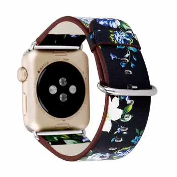 Naționale Tipărite Curea din Piele pentru Apple Watch se Floare Brățară de link-ul pentru iwatch bratara serie 6/5/4/3/2/1