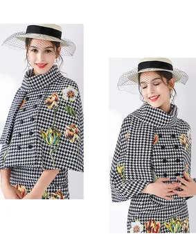 MIUXIMAO 2019 Toamna Costum de Seturi 2 Piese de Moda Complet Maneca Broderie Flori Slim Sacou + Fusta Costum de Iarna pentru Femei Vestidos