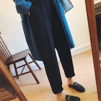 Noi 2019 Toamna Iarna Femei Pantaloni Cu Talie Înaltă Buzunar Coreeană Stil Minimalist Moda Glezna-Lungime Pantaloni Casual