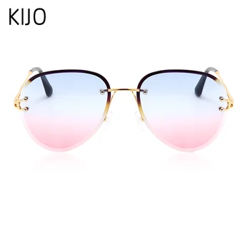 KIJO fără ramă de ochelari de Soare pentru Femei Brand Designer de Ochelari de Soare Gradient Nuante de Tăiere Obiectiv Doamnelor Fara rama de Metal Ochelari de soare UV400