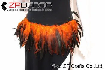 ZPDECOR Cocoș Pene 6-8inch Mână Selectați en-Gros Portocaliu Înșirate Cocoș Schlappen Pene pentru Costum de Decor