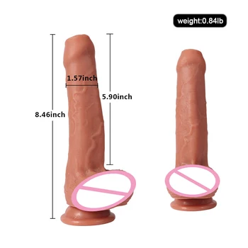 Realist Preputului Dildo cu ventuza Hands-Free Play, Dublu Strat de Silicon G-Spot Anal Dildo-uri de sex Feminin Vaginal Anal Juca