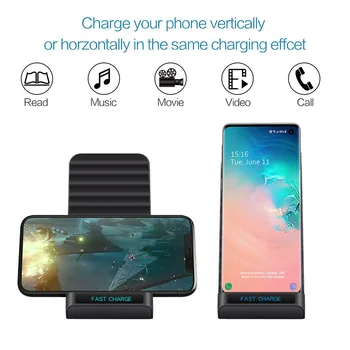 GOLDFOX 15W Qi Wireless Charger pentru Samsung S20 2 in 1 de Încărcare Rapidă Stand pentru iphone 12 SE2 11 pro XS XR 8 plus Airpods Pro