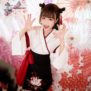 Hanfu Femei de zi cu Zi Îmbunătățire Hanfu Chineză Talie Fusta Stil Antic Chinez Costume Stil Han Pisica și Îmbrăcăminte Hanfu Mulheres