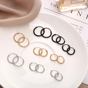 Cercuri de aur, cercei set 2020 punk mare mic mic cerc de argint de culoare negru barbati pentru femei moda bijuterii minimaliste cercei fata