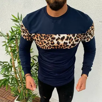 Moda Barbati Moda Iarna Cald Leopard Tricou Pulover Haina Uza De Sport În Aer Liber Funcționare Tricouri