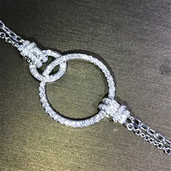 90% OFF Real Argint 925 Brățară Brățară Farmec Pave Diamond Bratari Pentru Femei de Mireasa de Logodna Bijuterii de Nunta Cadou